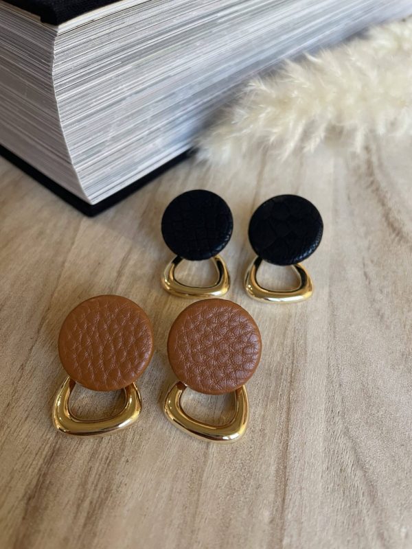 boucles d'oreilles en acier inoxydable et simili