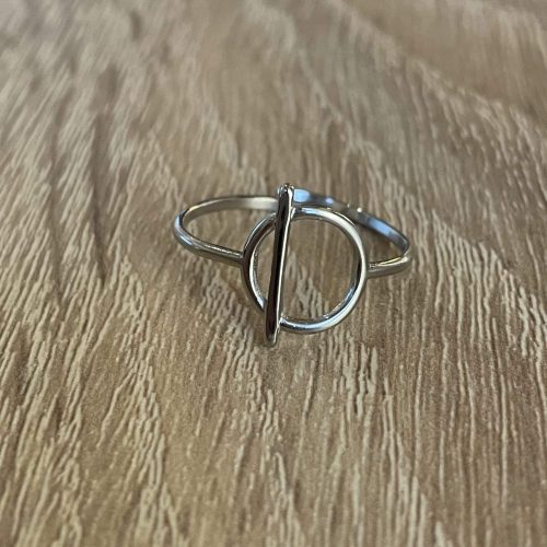 Bague rond barré fin argenté en acier inoxydable