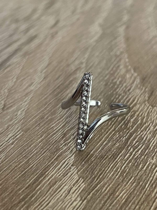 Bague zig zag a strass en acier inoxydable