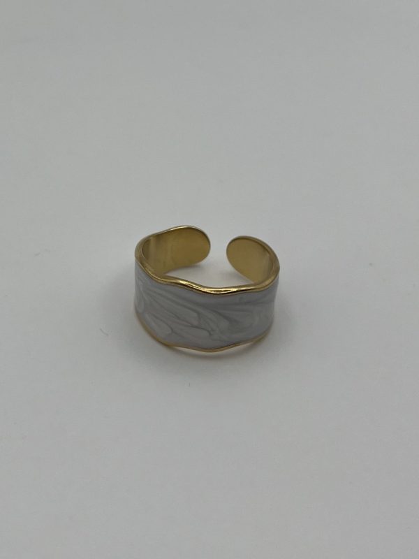 Bague nacrée et dorée acier inoxydable