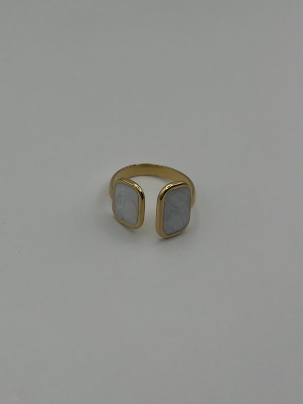 Bague nacrée et dorée acier inoxydable