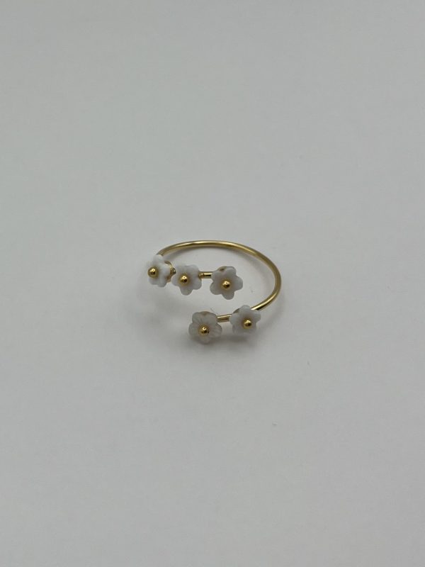 Bague nacrée et dorée acier inoxydable