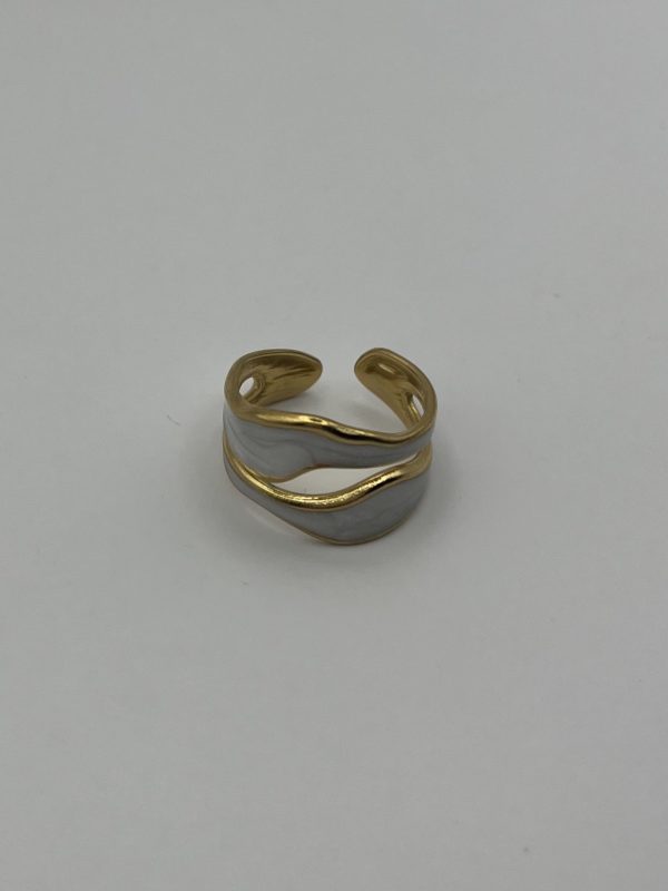 Bague nacrée et dorée acier inoxydable