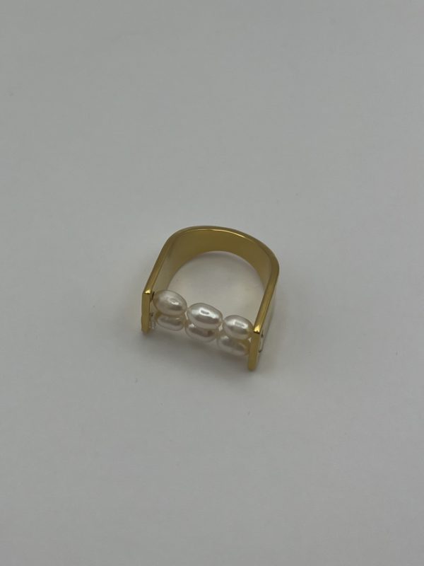 Bague nacrée et dorée acier inoxydable