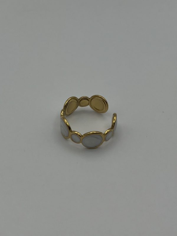 Bague nacrée et dorée acier inoxydable