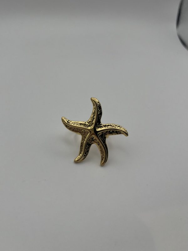 Bague étoile de mer et dorée acier inoxydable