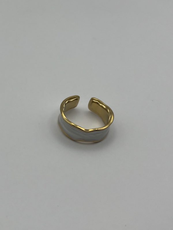 Bague nacrée et dorée acier inoxydable