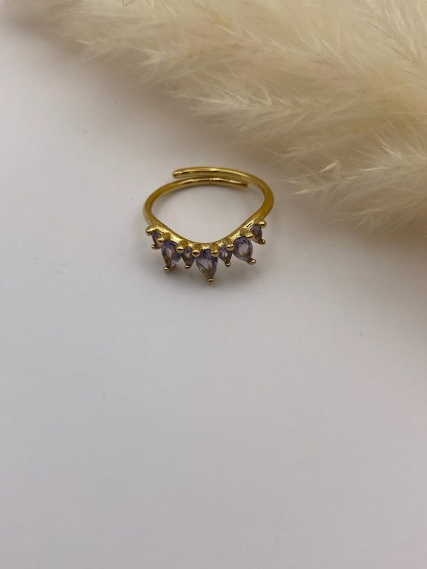 Bague 3 strass violet