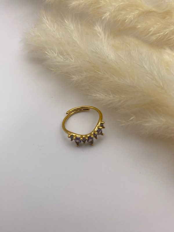 Bague 3 strass violet